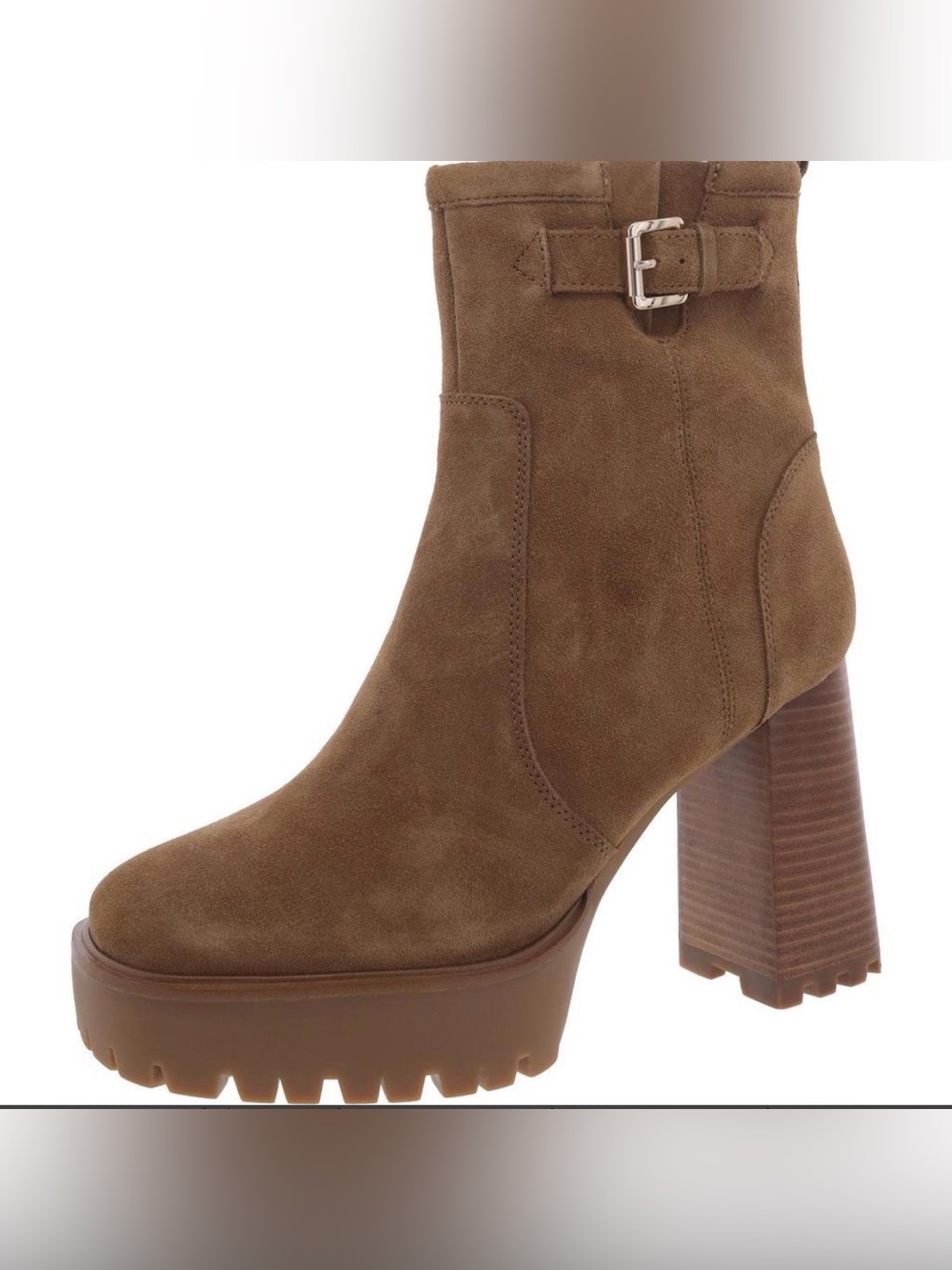 Steve Madden Sharonna Cognac Suede Platform Lug Sole Ankle Boots 6